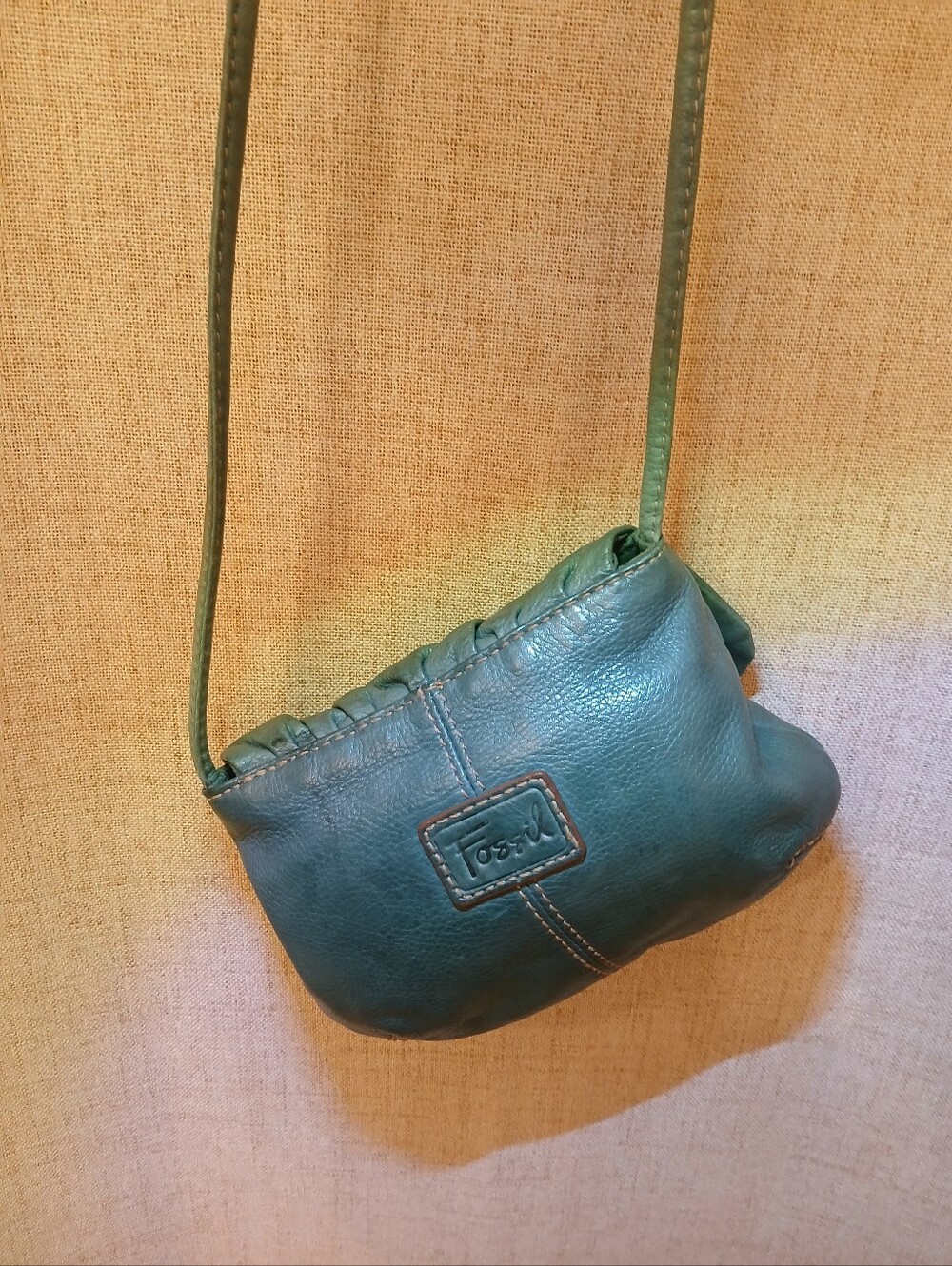 Fossil Teal Green Leather Crossbody Bag